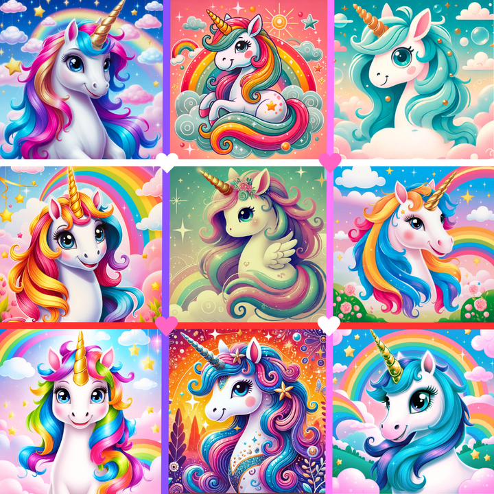 Verpakking van drie herbruikbare microvezeldoekjes voor kinderen met unicorns